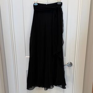 Cache Silk Black Wide Leg Sheer Pants with Belt